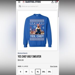 “Yes chef” Ugly Christmas sweater. New with tags. Never been worn. Men’s XL.